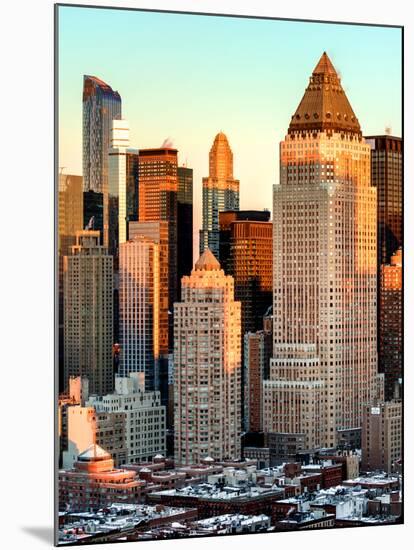 Manhattan Buildings Sunset in Winter-Philippe Hugonnard-Mounted Photographic Print