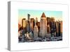 Manhattan Buildings Sunset in Winter-Philippe Hugonnard-Stretched Canvas