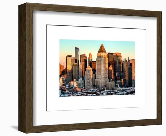 Manhattan Buildings Sunset in Winter-Philippe Hugonnard-Framed Art Print