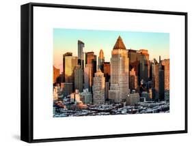 Manhattan Buildings Sunset in Winter-Philippe Hugonnard-Framed Stretched Canvas