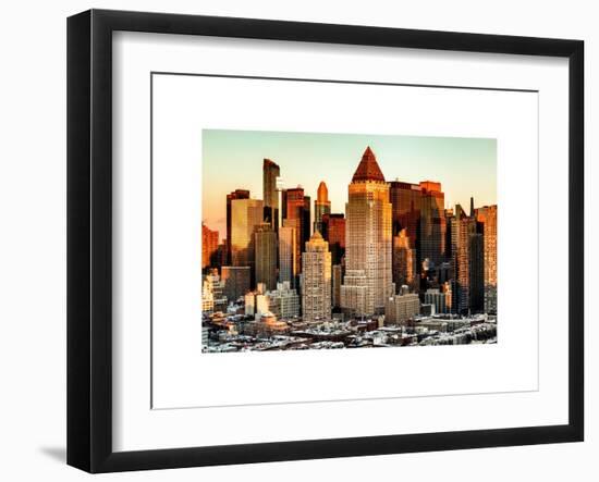 Manhattan Buildings Sunset in Winter-Philippe Hugonnard-Framed Art Print