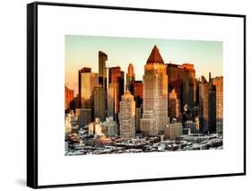 Manhattan Buildings Sunset in Winter-Philippe Hugonnard-Framed Stretched Canvas