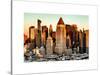 Manhattan Buildings Sunset in Winter-Philippe Hugonnard-Stretched Canvas