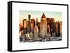 Manhattan Buildings Sunset in Winter-Philippe Hugonnard-Framed Stretched Canvas