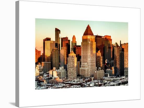 Manhattan Buildings Sunset in Winter-Philippe Hugonnard-Stretched Canvas