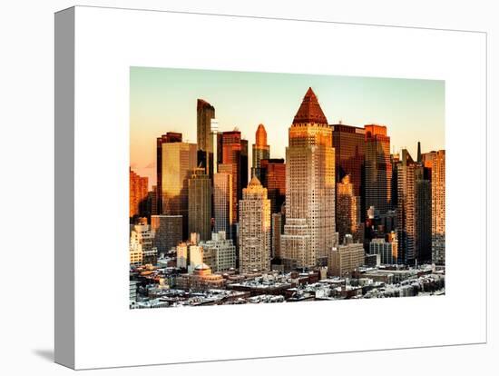 Manhattan Buildings Sunset in Winter-Philippe Hugonnard-Stretched Canvas