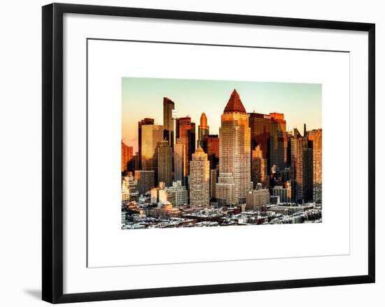 Manhattan Buildings Sunset in Winter-Philippe Hugonnard-Framed Art Print