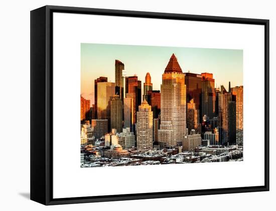 Manhattan Buildings Sunset in Winter-Philippe Hugonnard-Framed Stretched Canvas