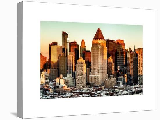 Manhattan Buildings Sunset in Winter-Philippe Hugonnard-Stretched Canvas