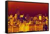 Manhattan Cityscapes - Pop Art skyline - New York City - United States-Philippe Hugonnard-Framed Stretched Canvas