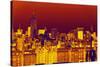 Manhattan Cityscapes - Pop Art skyline - New York City - United States-Philippe Hugonnard-Stretched Canvas