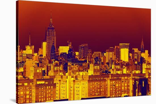 Manhattan Cityscapes - Pop Art skyline - New York City - United States-Philippe Hugonnard-Stretched Canvas