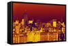 Manhattan Cityscapes - Pop Art skyline - New York City - United States-Philippe Hugonnard-Framed Stretched Canvas