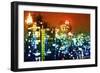 Manhattan Colors Night - In the Style of Oil Painting-Philippe Hugonnard-Framed Premium Giclee Print