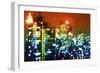 Manhattan Colors Night - In the Style of Oil Painting-Philippe Hugonnard-Framed Premium Giclee Print