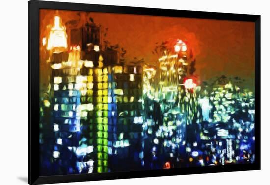 Manhattan Colors Night - In the Style of Oil Painting-Philippe Hugonnard-Framed Giclee Print