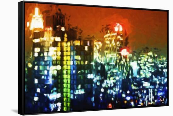 Manhattan Colors Night - In the Style of Oil Painting-Philippe Hugonnard-Framed Stretched Canvas