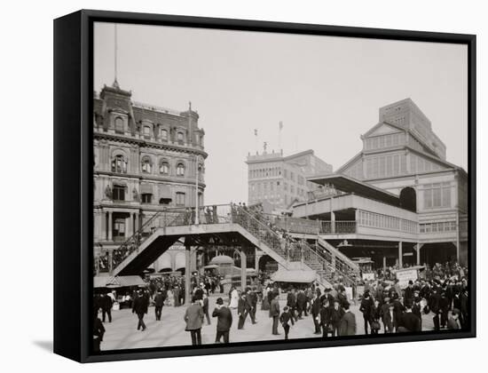 Manhattan Entrance to Brooklyn Bridge, New York-null-Framed Stretched Canvas