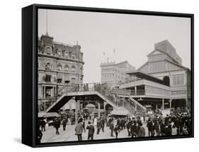 Manhattan Entrance to Brooklyn Bridge, New York-null-Framed Stretched Canvas