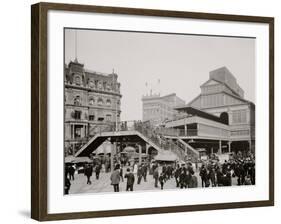 Manhattan Entrance to Brooklyn Bridge, New York-null-Framed Photo