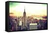 Manhattan Fiery Sunset-Philippe Hugonnard-Framed Stretched Canvas