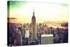 Manhattan Fiery Sunset-Philippe Hugonnard-Stretched Canvas