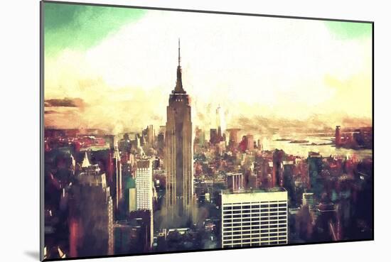 Manhattan Fiery Sunset-Philippe Hugonnard-Mounted Giclee Print