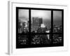 Manhattan Foggy Night with the New Yorker Hotel - New York City, USA-Philippe Hugonnard-Framed Photographic Print