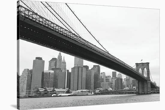 Manhattan from Brooklyn (b/w)-Erin Clark-Stretched Canvas