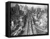 Manhattan from Brooklyn Bridge Tower-null-Framed Stretched Canvas