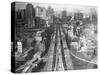 Manhattan from Brooklyn Bridge Tower-null-Stretched Canvas