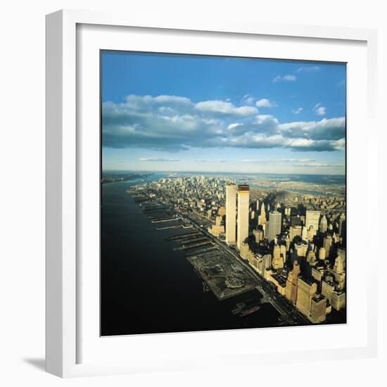 Manhattan from Lower West Side, New World Trade Center's Twin Towers Dominating Landscape-Henry Groskinsky-Framed Photographic Print