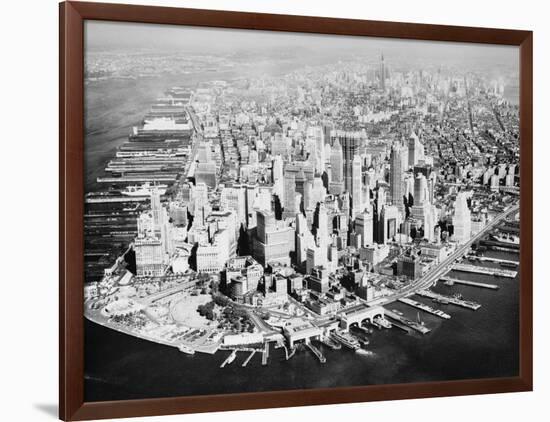 Manhattan from the Air with River Site-Philip Gendreau-Framed Photographic Print