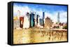 Manhattan Island II - In the Style of Oil Painting-Philippe Hugonnard-Framed Stretched Canvas