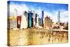 Manhattan Island II - In the Style of Oil Painting-Philippe Hugonnard-Stretched Canvas