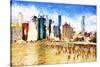 Manhattan Island II - In the Style of Oil Painting-Philippe Hugonnard-Stretched Canvas