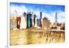 Manhattan Island II - In the Style of Oil Painting-Philippe Hugonnard-Framed Giclee Print