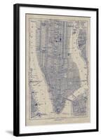 Manhattan Map-The Vintage Collection-Framed Giclee Print