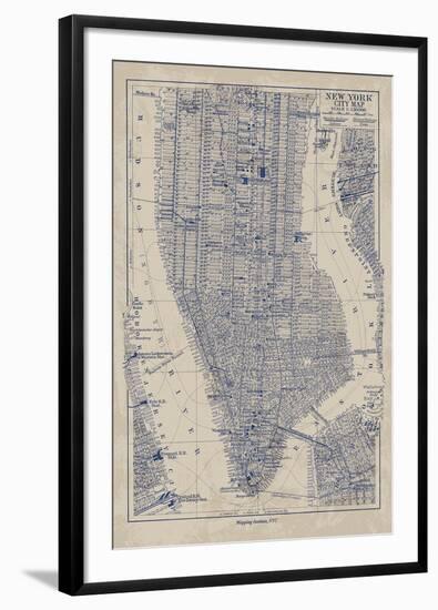 Manhattan Map-The Vintage Collection-Framed Giclee Print