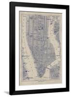 Manhattan Map-The Vintage Collection-Framed Giclee Print