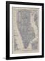 Manhattan Map-The Vintage Collection-Framed Giclee Print