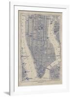 Manhattan Map-The Vintage Collection-Framed Giclee Print