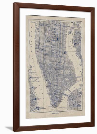 Manhattan Map-The Vintage Collection-Framed Giclee Print