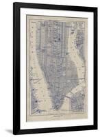 Manhattan Map-The Vintage Collection-Framed Giclee Print