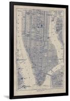 Manhattan Map-The Vintage Collection-Framed Giclee Print