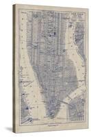 Manhattan Map-The Vintage Collection-Stretched Canvas