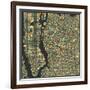 Manhattan Map-Jazzberry Blue-Framed Art Print