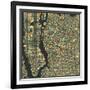 Manhattan Map-Jazzberry Blue-Framed Art Print