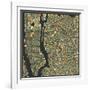 Manhattan Map-Jazzberry Blue-Framed Art Print