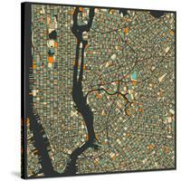 Manhattan Map-Jazzberry Blue-Stretched Canvas